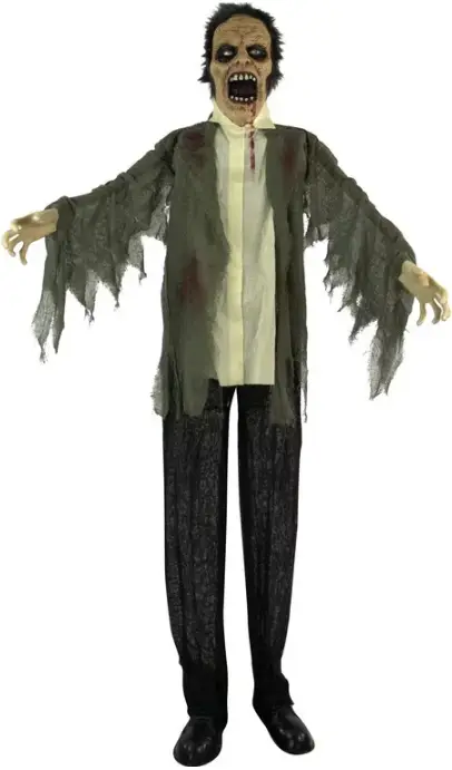 Haunted Hill Farm HHLNGLILY-2FLSA Talking Lighted Animatronic Zombie Free Standing Decoration
