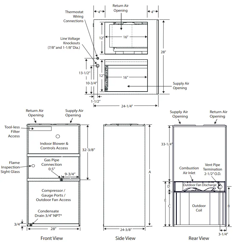 magicpak MGE8 12 Electric Cooling Gas Heating Packaged Unit - MODEL NUMBER 1