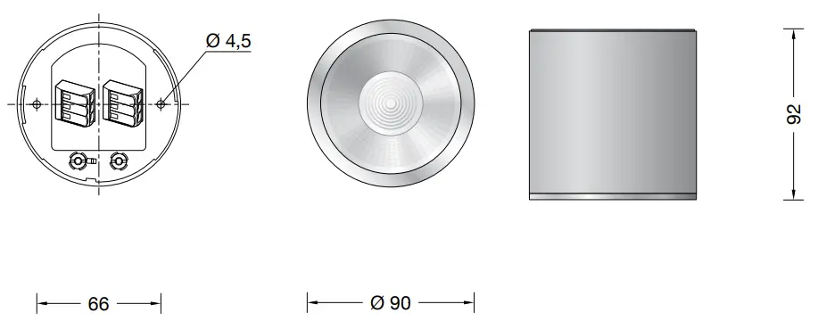 BEGA 50926.1 Ceiling Luminaire Downlight - Dimension