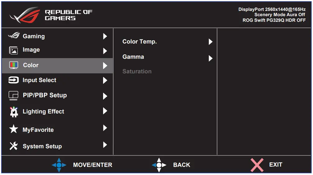 ASUS XG43UQ ROG Strix 43 Inch 4K HDR DSC Gaming Monitor - Color Function