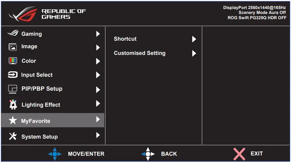 ASUS XG43UQ ROG Strix 43 Inch 4K HDR DSC Gaming Monitor - MyFavorite Function