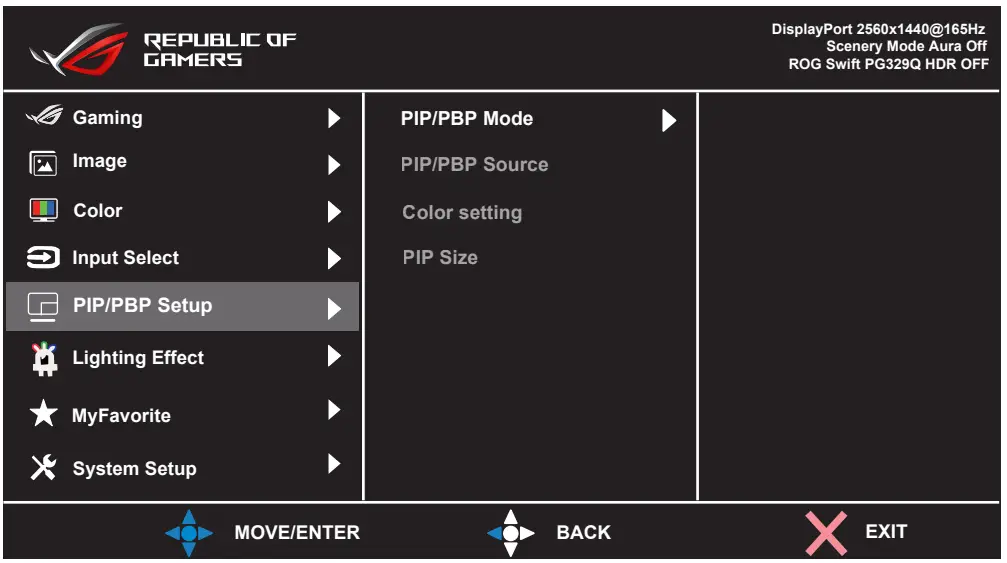 ASUS XG43UQ ROG Strix 43 Inch 4K HDR DSC Gaming Monitor - Setting Function