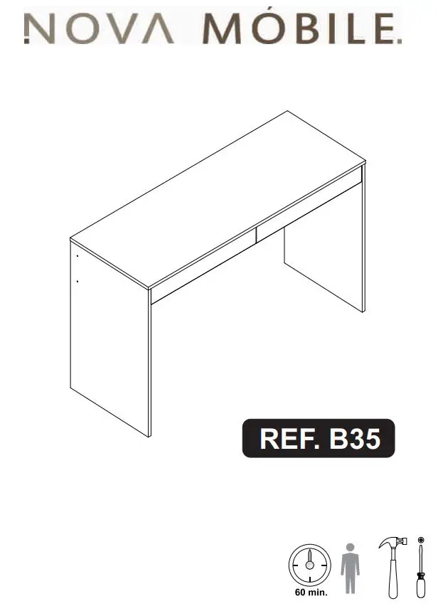 NOVA B35 Madrid Desk with 2 Drawers White Instructions