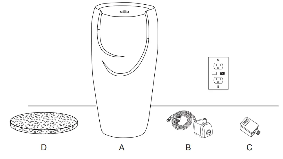 Glitzhome 2007300050 Oversized Black Outdoor Ceramic Pot Fountain - ASSEMBLY