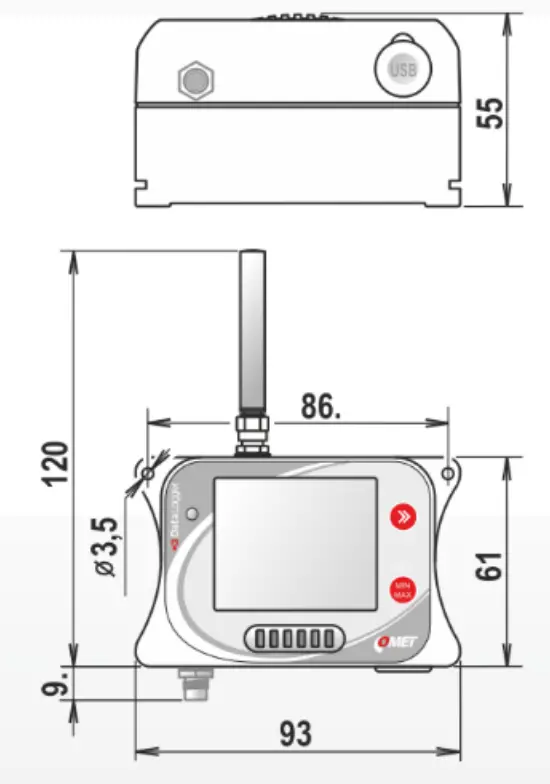 COMET U8410M-G Series Dataloggers with Radio Modem - Dimensions 2