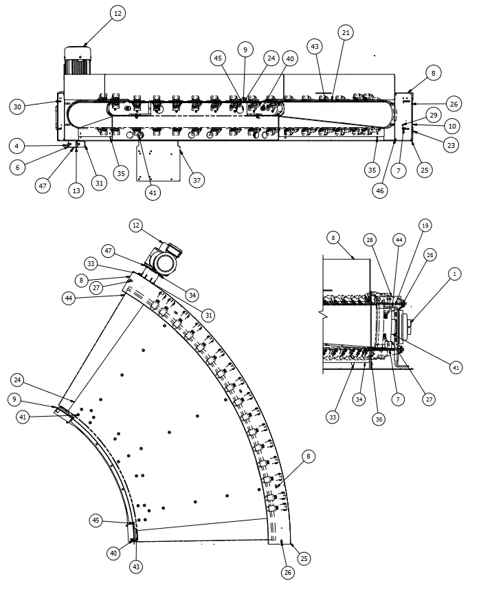 HYTROL SBC Belt Conveyor Curve - Ceiling Hanger Installation5