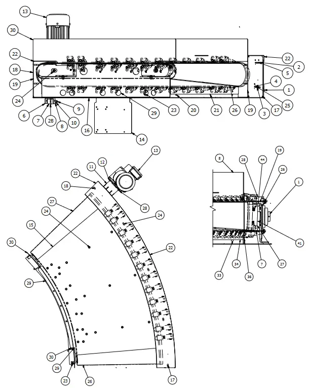 HYTROL SBC Belt Conveyor Curve - Ceiling Hanger Installation7