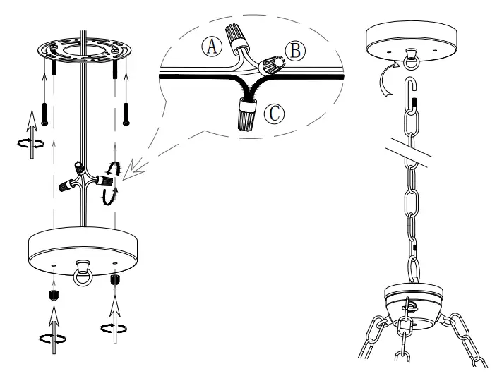 YOUKAIN HDLP-10557BKBD 6 Light Matte Black and Muted Brass Chandelier - chamber