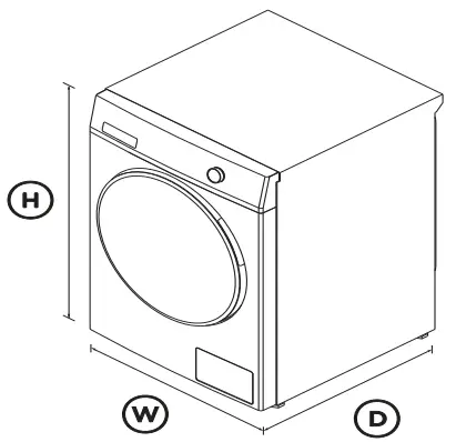 FISHER PAYKEL WH1160HG1 11kg Front Loader Washing Machine - DIMENSIONS