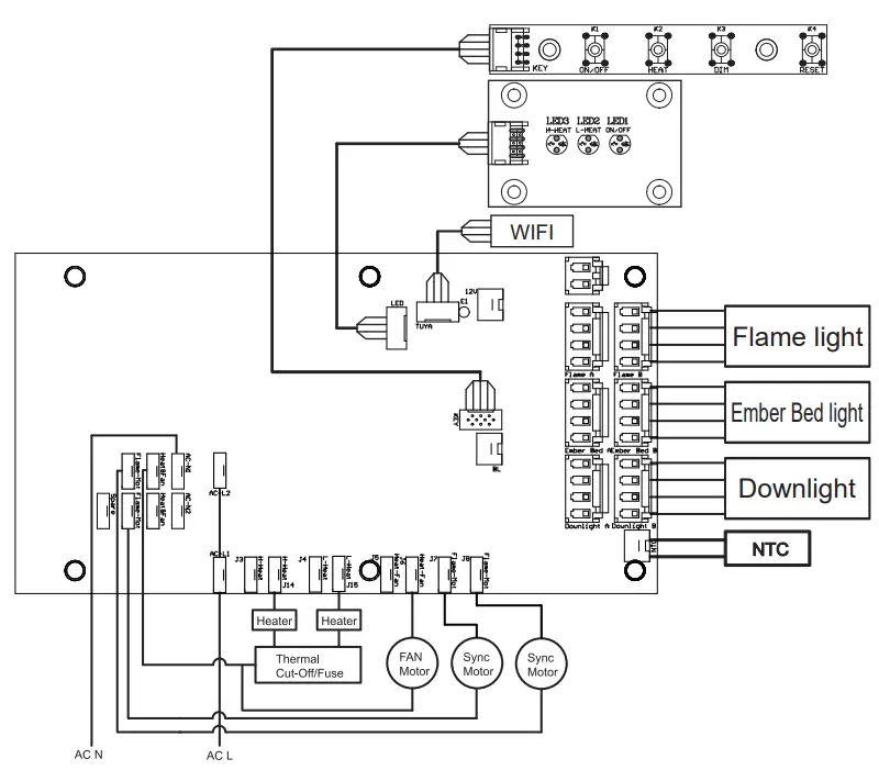 MODERN FLAMES LPS-4414 Landscape Pro Slim Series 44 Inch Built In Linear Electric Fireplace - WIRING DIAGRAM