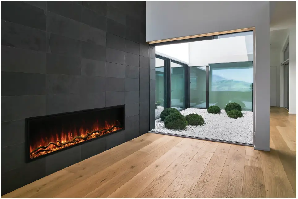 MODERN FLAMES LPS-4414 Landscape Pro Slim Series 44 Inch Built In Linear Electric Fireplace