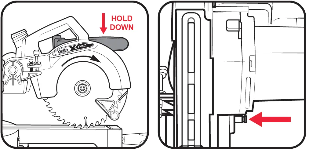 Ozito PXSMSS-036 Cordless Sliding Mitre Saw 42