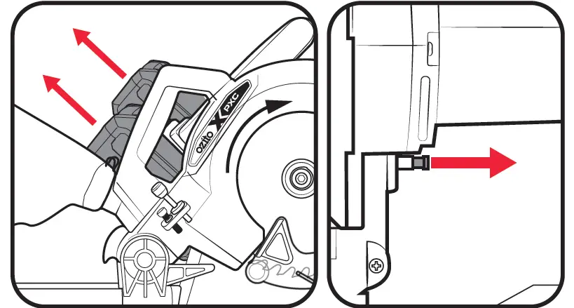 Ozito PXSMSS-036 Cordless Sliding Mitre Saw 43