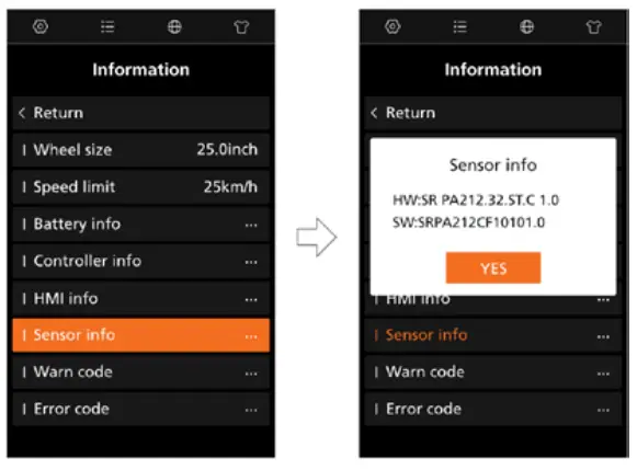 BAFANG DP C010.CB Display LCD - Sensor info