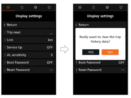 BAFANG DP C010.CB Display LCD - Trip reset 1