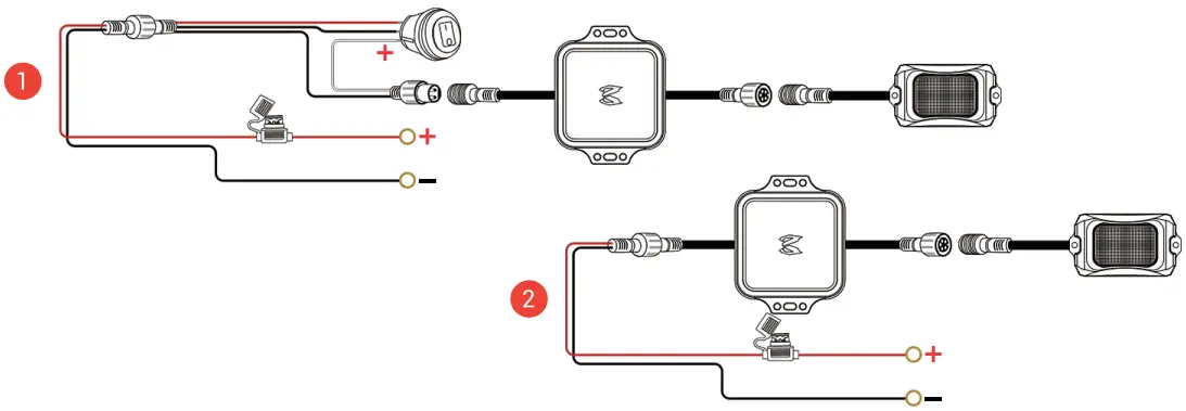 MICTUNING MIC LRL 608 C2 Curved RGBW LED Rock Lights - Wiring Diagram