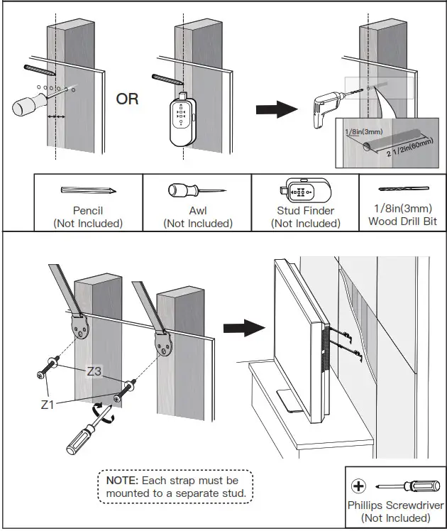 ERGOAV ERTSM2-01B Table Top TV Stand - Installation