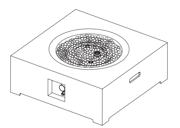 SUNRINX MG12-21HL Square Concrete Propane Gray Fire Pit Ki