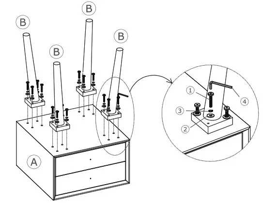 HONEY JOY TOPB004922 2 Drawers White Wooden Nightstand Accent End Side Table - HARDWARE LIST 2
