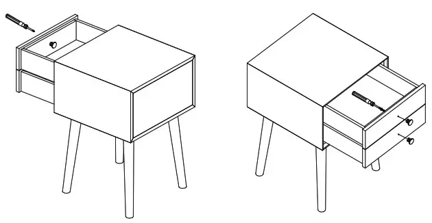 HONEY JOY TOPB004922 2 Drawers White Wooden Nightstand Accent End Side Table - HARDWARE LIST 3