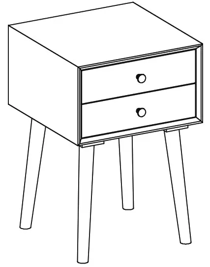 HONEY JOY TOPB004922 2 Drawers White Wooden Nightstand Accent End Side Table - HARDWARE LIST 6
