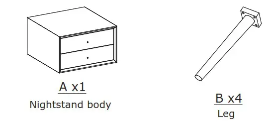 HONEY JOY TOPB004922 2 Drawers White Wooden Nightstand Accent End Side Table - PART LIST