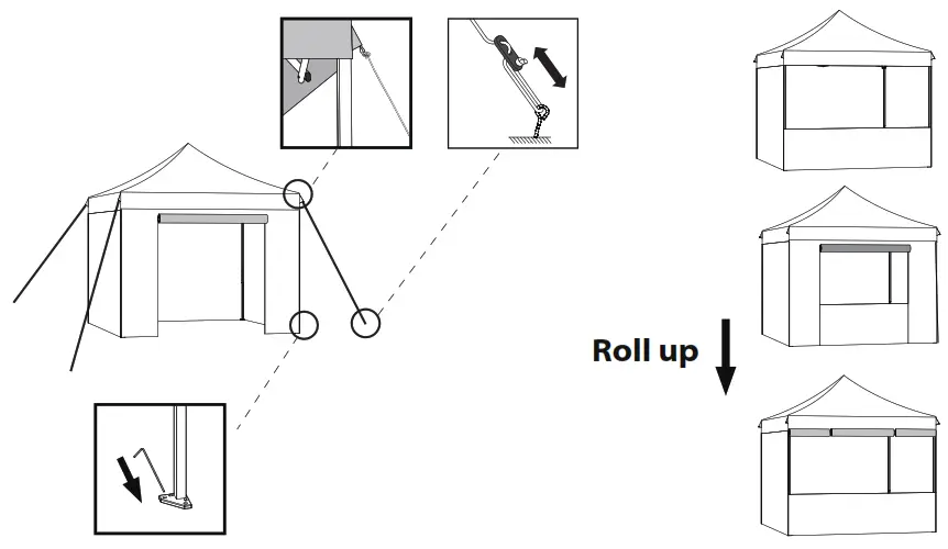THE HOME DEPOT T84 POPTENT-BEI Pop Up Sidewall Canopy Tent - plastic adjustment