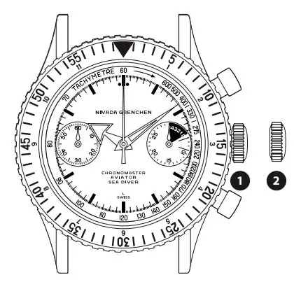 Nivada Grenchen Chronomaster Automatic Watch Instruction Manual - Crown Position