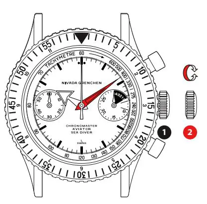 Nivada Grenchen Chronomaster Automatic Watch Instruction Manual - Setting the time