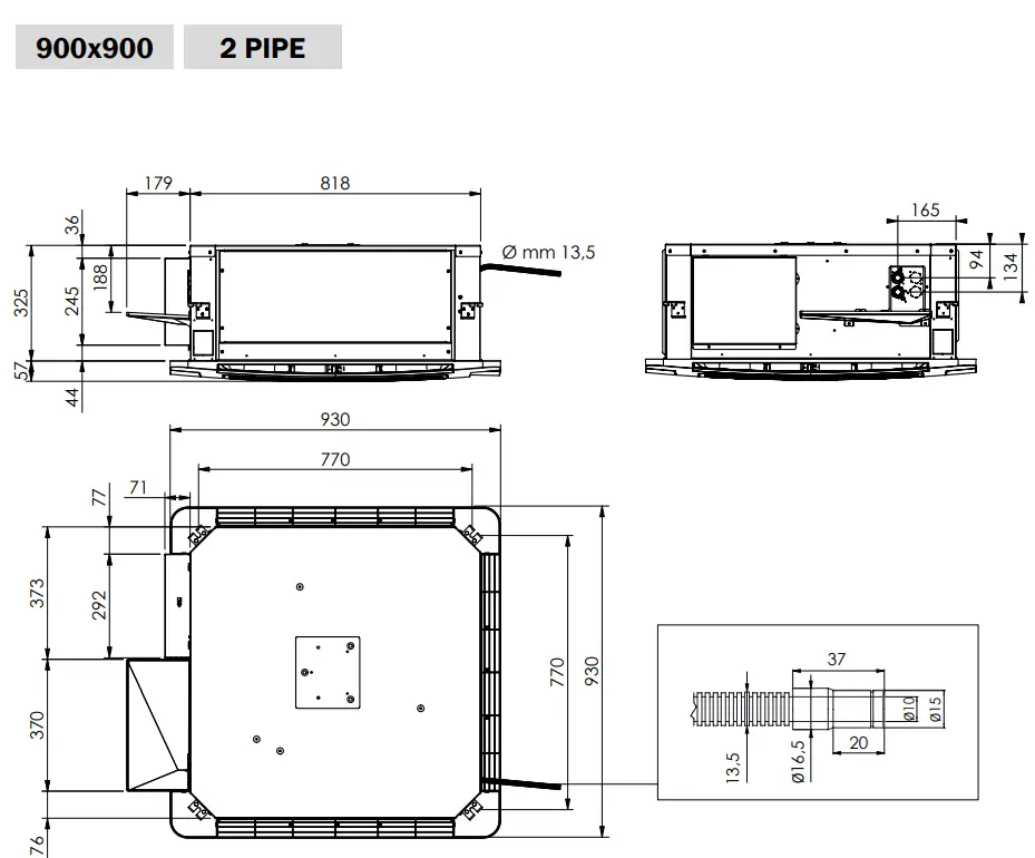 EDEN Soft 600x600 90 Cassette Fan Coil Unit - 2 PIPE