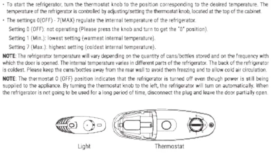 IKOHS 107L Silver Create Retro Fridge User Manual - Adjusting the Thermostat