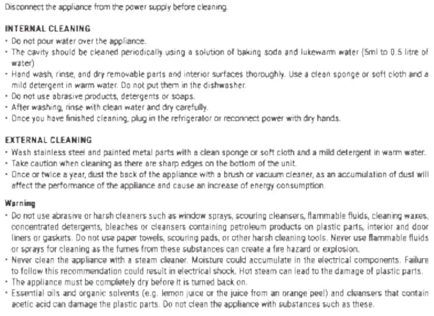 IKOHS 107L Silver Create Retro Fridge User Manual - Cleaning & Maintenance