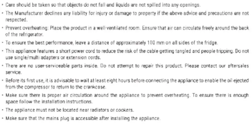 IKOHS 107L Silver Create Retro Fridge User Manual - Safety instructions