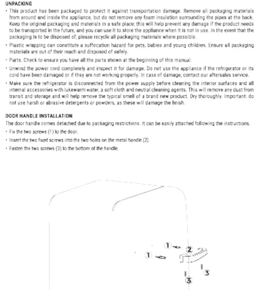IKOHS 107L Silver Create Retro Fridge User Manual - Unpacking