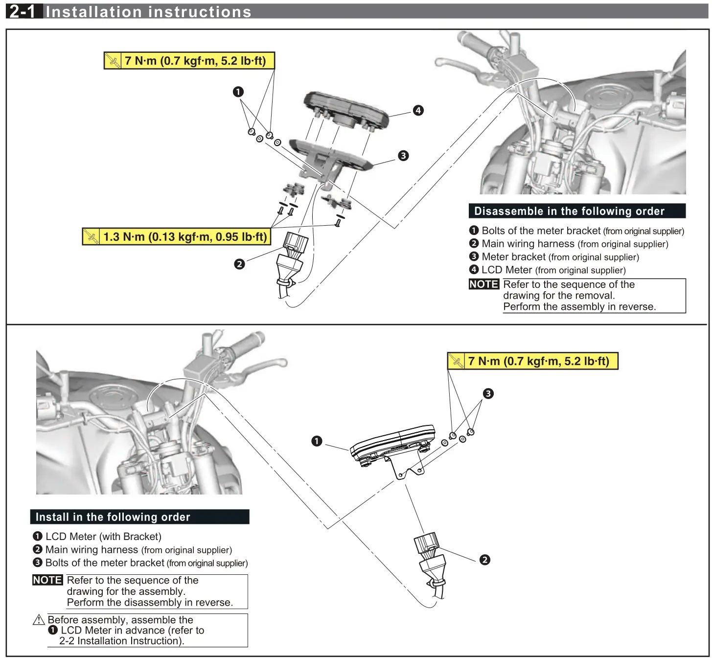 KOSO RX-4 Multifunction TFT Meter - 2-1 Installation instructions