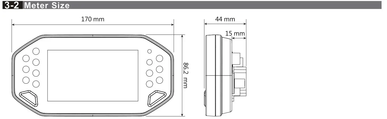 KOSO RX-4 Multifunction TFT Meter - 3-2 Meter Size