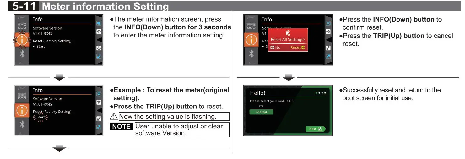 KOSO RX-4 Multifunction TFT Meter - 5-11 Meter information Setting