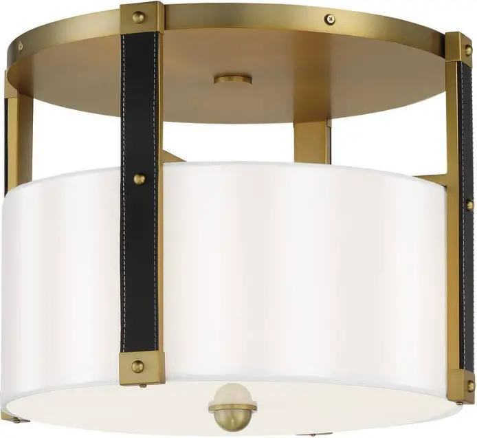 MINKA LAVERY 2784-695 Chelsea 4-Light Soft Brass Semi-Flush Mount with White Silk Shade