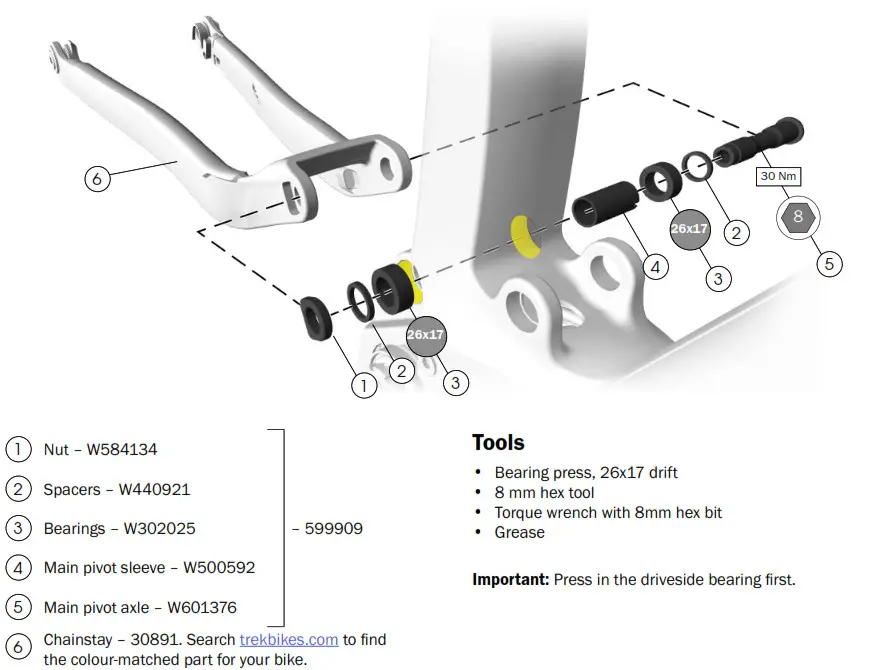 TREK 2022 Carbon Rail 9.8 and 9.9 - chainstay