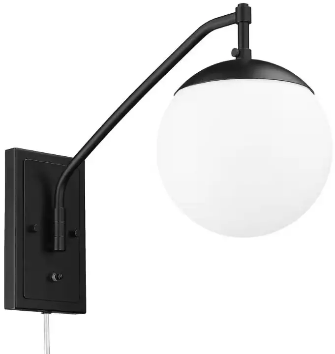 GOLDEN LIGHTING 3699-A1W BLK-OP Glenn 1-Light Matte Black Articulating Wall Sconce