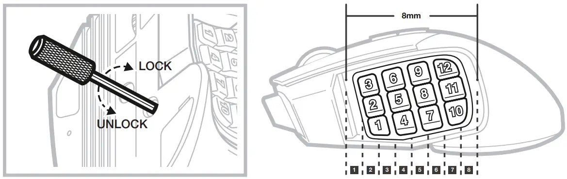 Corsair MOBA MMO Optical Gaming Mouse - ADJUSTING THE KEY SLIDER