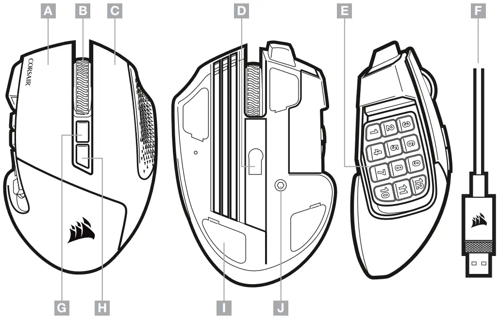 Corsair MOBA MMO Optical Gaming Mouse - Description