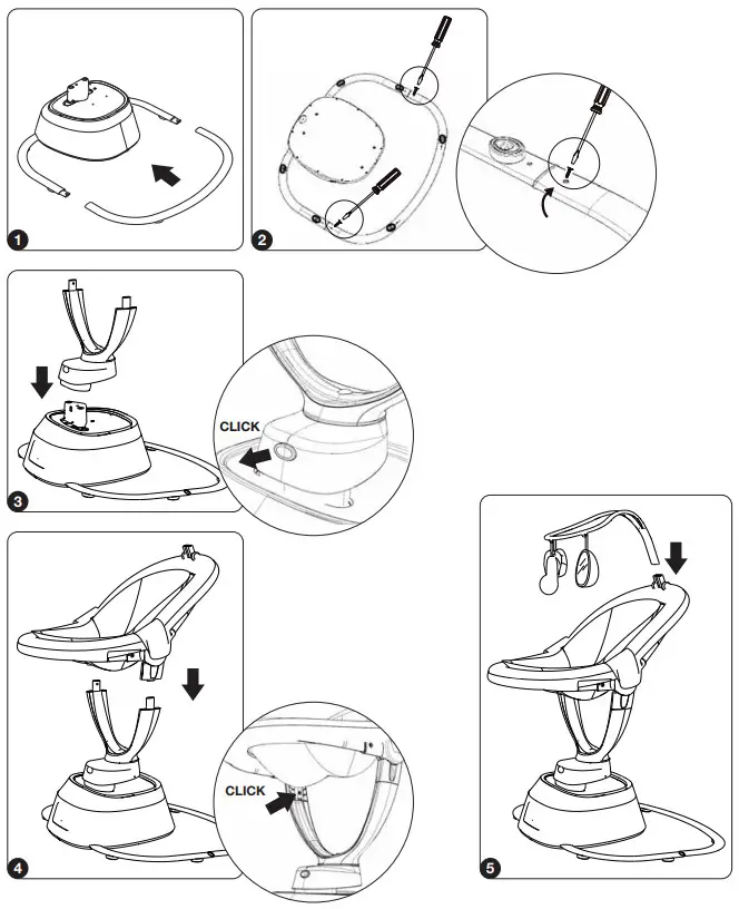 babymoov A055020 Swoon Evolution Remote Controlled Baby Swing - ASSEMBLING THE CRADLE SWING