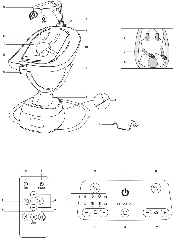 babymoov A055020 Swoon Evolution Remote Controlled Baby Swing - fig 1