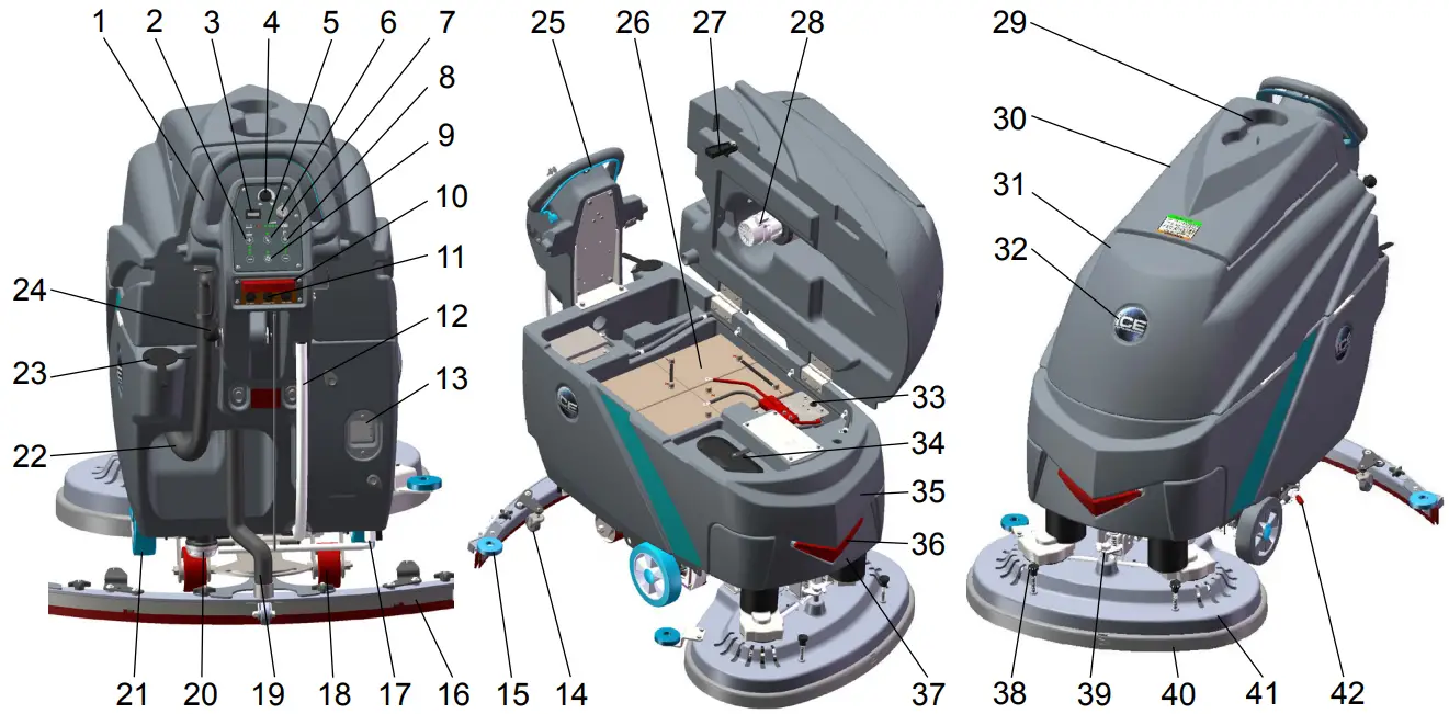 ICE COBOTICS i28BT Automatic Scrubber - MACHINE COMPONENTS