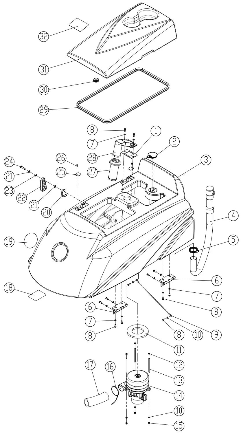 ICE COBOTICS i28BT Automatic Scrubber - RECOVERY TANK GROUP