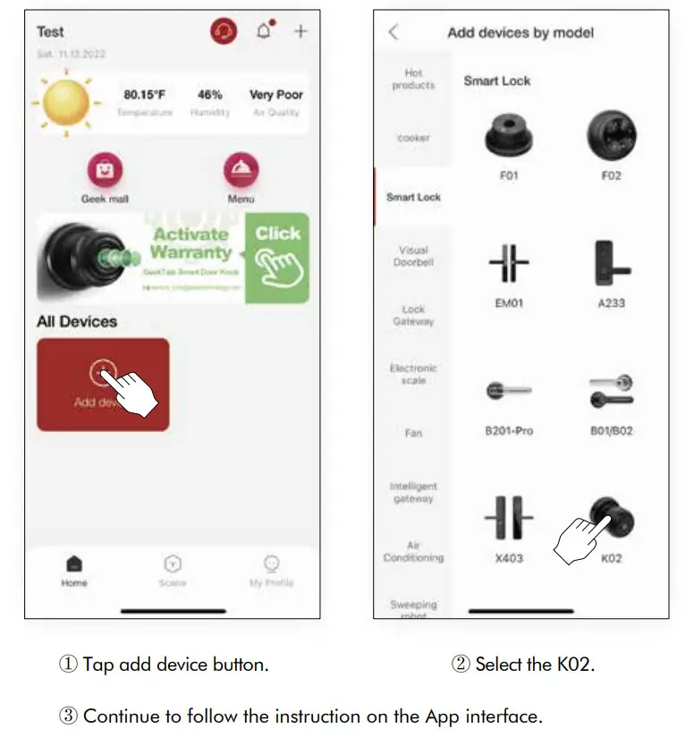Geek Tale K02 Smart Door Lock - DEVICE
