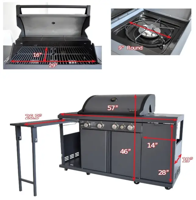 BRANDMAN Rustler2 4B Multi Burner Gas Grill Center and Kitchen - Brand 1