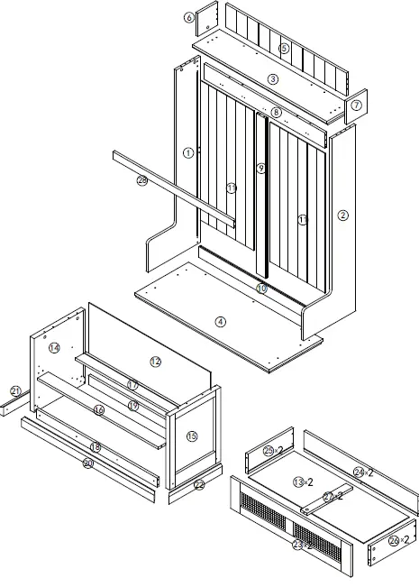 L-WF299458AAP Vintage Style Mudroom Hall Tree 1