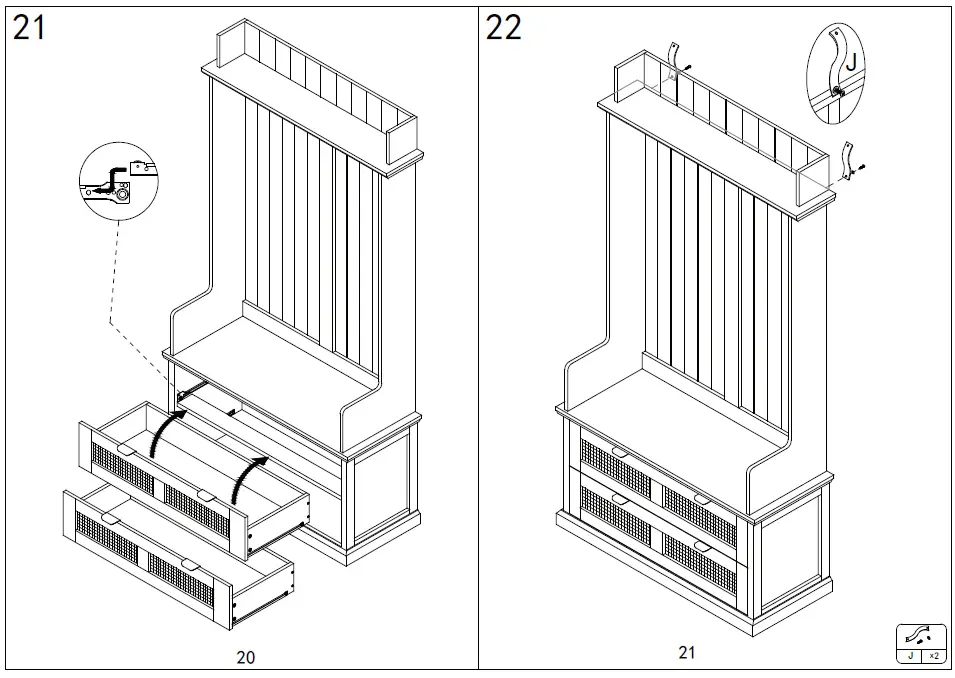 L-WF299458AAP Vintage Style Mudroom Hall Tree 14